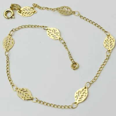 Women Girl Non Fade Gold Filled Gold Leaf Link Chain Anklet Foot Bracelet 10" - Image 1 of 4