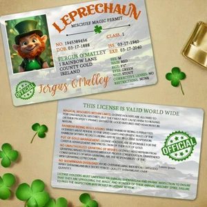 St. Patrick's Day Card Leprechaun Prank License ID Card Mischief Cards 10pcs - Picture 1 of 12