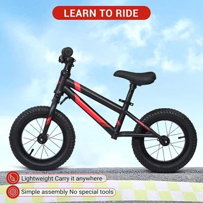 12"Kids Balance Bike No Pedal Toddler Bike Adjustable Seat Air Tires Lightweight - Image 1 of 4