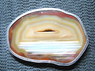 ¡GRAN HEBILLA DE CINTURÓN HIPPIE LOSA DE ÁGATA DE PLATA ESTERLINA! ¡VINTAGE! RARO! MARKO! 131g Foto 1 de 4