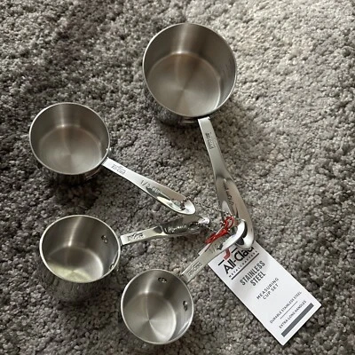 Juego de 4 tazas medidoras de acero inoxidable todo revestido tamaño estándar NUEVO RESISTENTE Foto 1 de 3