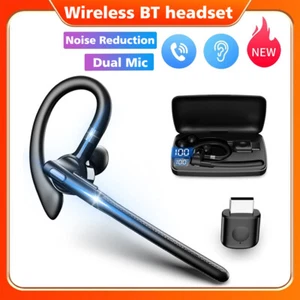 Trucker Wireless Bluetooth Headset Earpiece Earbuds Dual Mic Noise Cancelling - Photo 1 sur 24