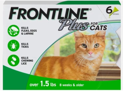 Frontline Plus For Cats & Kitten 8 Weeks Cat Flea and Tick Treatment 6 Doses