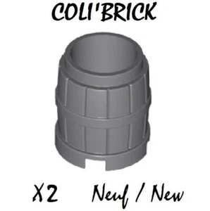 Lego 2489 - 2x Baril Container Barrel 2x2x2 - Gris F. / Dark Bluish Gray - NEUF - Imagen 1 de 1