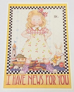 Vintage Mary Engelbreit Greeting Card I Have News For You Little Girl Cherries - Picture 1 of 3