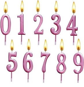10 Pieces Birthday Candles Cake Numeral Candle Number 0-9 Glitter Cake Rose Gold - Picture 1 of 7