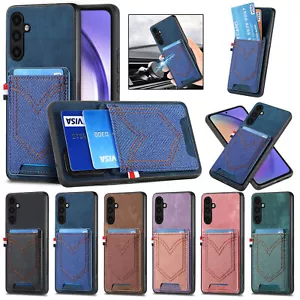 Luxury Demin Card Slot Cover Case for A51 A71 A04 A14 A54 A34 A04E A15 A25 A05S - Picture 1 of 18
