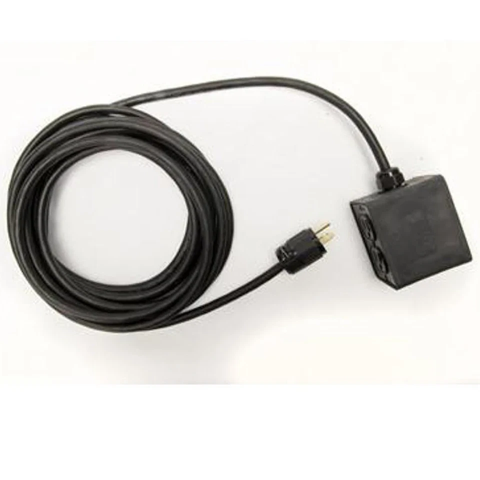 *Rubber Quad Duplex Box - 4 AC Outlets & 15' 12/3 Hardwired Power Cable, USAMade - Image 1 of 1