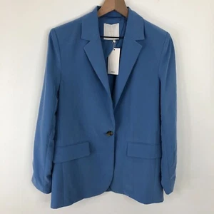 Blazer MNG Mujer Pequeño Azul Un Botón Modal Manga Larga Negocios Preppy Nuevo con Etiquetas - Imagen 1 de 10