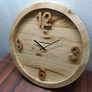 Antique Stylish Hand Crafted  round clock New Designer Natural Solid Wooden Gift - Picture 1 of 7