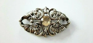 JUGENDSTIL ° SILBER DESIGN BROSCHE ° 835 / 1000 ° CITRIN ° Silberschmuck ° - Bild 1 von 7
