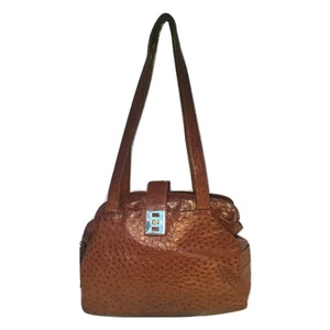 Mauro Gaverno Vintage Brown Ostrich Leather Shoulder Bag - Picture 1 of 6