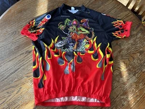 Canari Rat Fink Cycling Jersey Mens XL Flame Double Sided Graphic 1/2 Zip - Picture 1 of 7