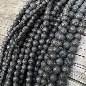 Lava real 4 6 8 cuentas de 10 mm 38 cm hebra piedra volcánica para joyería pulsera Mala - Imagen 1 de 10