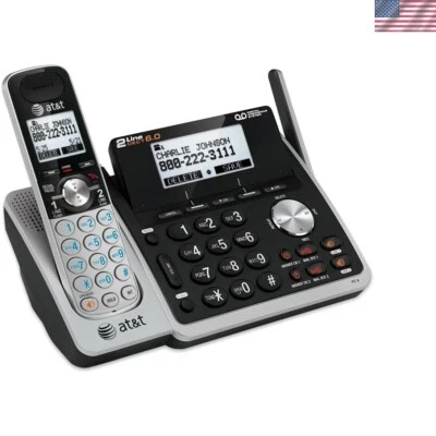 Telefone sem fio DECT 6.0 linha dupla com sistema de resposta digital - Prata/preto - Imagem 1 de 2