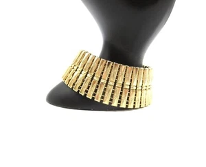 VTG Germany Gold Tone Metal Embossed 7.75" Link Bracelet Hollow Art Nouveau - Picture 1 of 9