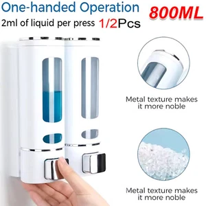 Soap Dispenser Wall Mounted Liquid Bathroom Hand Wash Home Shower Gel Shampoo - Picture 1 of 7