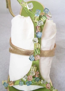 GIUSEPPE ZANOTTI Verde Satinado Dorado Cuero Lucite Cubo Sandalia Zapatos 9.5 - Imagen 1 de 3