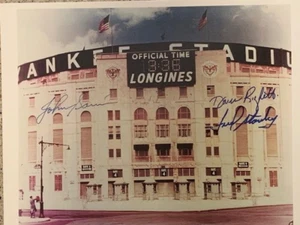 NEW YORK YANKEES LEGENDS SIGNED YANKEE STADIUM 8X10 RIGHETTI, STANLEY, SAIN - Picture 1 of 1