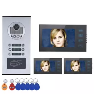 Sistema de intercomunicación con timbre de video familiar de apartamento de 7 pulgadas 3 RFID IR-CUT botón táctil - Imagen 1 de 8