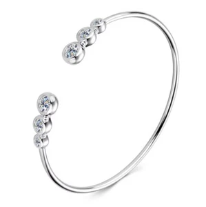 1.8CTW D VVS1 Real Moissanite Bracelet 925 Sterling Silver Women's Bangle Cuff - Picture 1 of 16