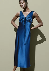 Ciao Lucia Carolinne Satin Navy Slip Dress - Picture 1 of 12
