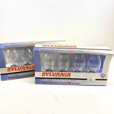 Bombillas transparentes de repuesto vintage Sylvania C9 1/4 base intermedia 7 vatios 2-4 paquetes Foto 1 de 4