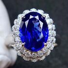 3.35 Ct Oval Cut Lab Created Sapphire & Diamond Engagement Ring 14K White Gold