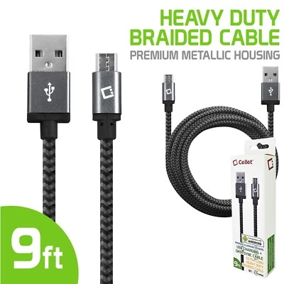 Cellet Premium Braided & Metallic Housing 9 Ft. Micro USB Charging/Data Cable - Image 1 of 4