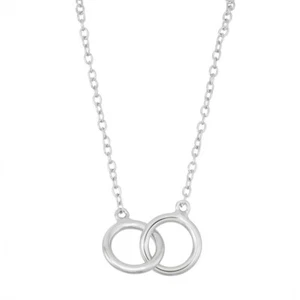 Sterling Silver 925 Interlocked Rings Adjustable Necklace 16" - 18" - Picture 1 of 2