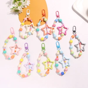 Hollow Star Keychain Pendant Heart Glitter Wrist Straps Phone Accessories - Photo 1 sur 14