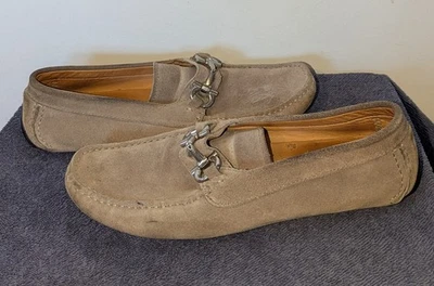 Salvatore Ferragamo Parigi Suede Loafers Mens Size EU 44 US 11 Beige Slip On - Image 1 of 4