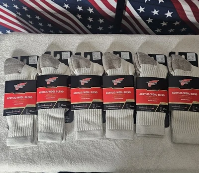 Red Wing 6 pair of Men's 3-6 Women's 4-6.5 Wool Blend Medium  Weight Boot Socks - Image 1 of 4