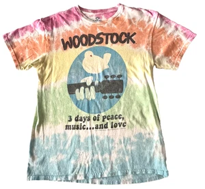 WOODSTOCK 3 Days Peace Love Music Tie-Dye T-Shirt Medium M Colorful 2016 Guitar - Picture 1 of 4
