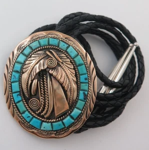 Sensationelle Qualität Sterling Silber Gold gefüllt Mosaik Türkis Bolokrawatte - Bild 1 von 5