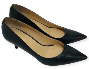 Lauren Ralph Lauren Lanette Womens Size 8B Black Leather Heels Shoes Pointy Toe - Picture 1 of 17