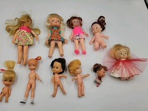 Lot of 10 Vintage 60's 70's 80’s Small Dolls, Some Has Issues Plz See Pics - Picture 1 of 24