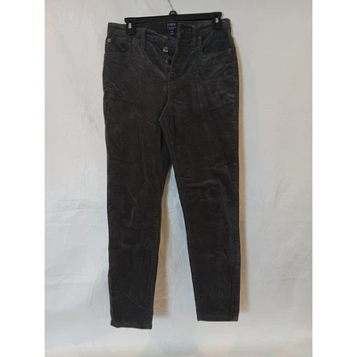 Pantalones de pana ajustados de tiro alto J.Crew 9 para mujer talla 28 gris botón mosca Foto 1 de 4