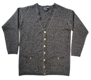 Nina Patrick Cardigan Donna M Grigio Maglia Fuzzy Linea Lunga Bottone Tasche Frontali - Foto 1 di 6