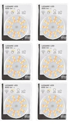 6X IKEA Ledare GX53 LED Bulbs - 600lm 2700 Kelvin Warm White Dimmable 7W Angle - Image 1 of 2