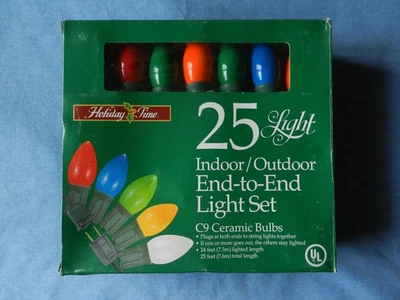 Holiday Time 25 Ct Multicolored Ceramic C9 Bulb Lights 25 Ft Long Tested Working - Image 1 of 2