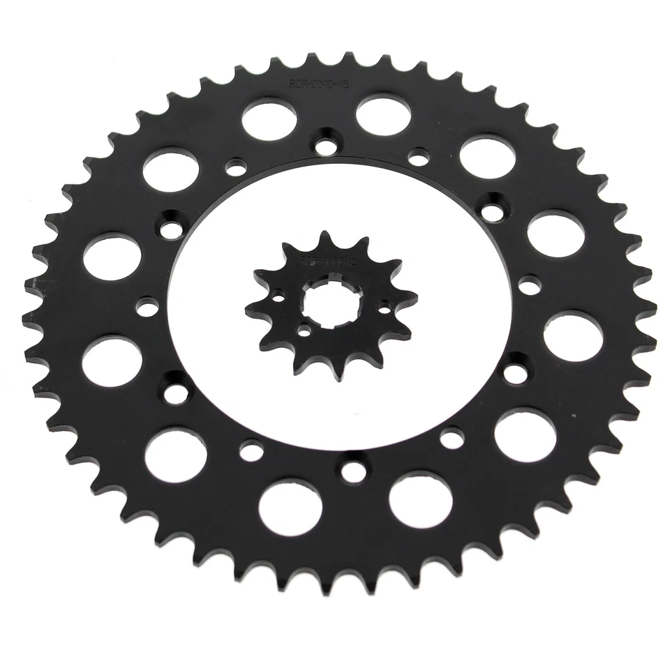 Kawasaki 95-06 KDX200, 97-05 KDX220 12 Tooth Front 48 Tooth Rear Black Sprocket - Image 1 of 1
