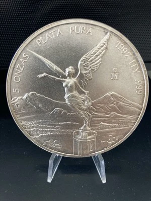 MESSICO 5 ONCE ARGENTO ANNO 1997+ MESSICO 2 ONCE ARGENTO ANNO 1997 PLATA PURA - Immagine 1 di 4