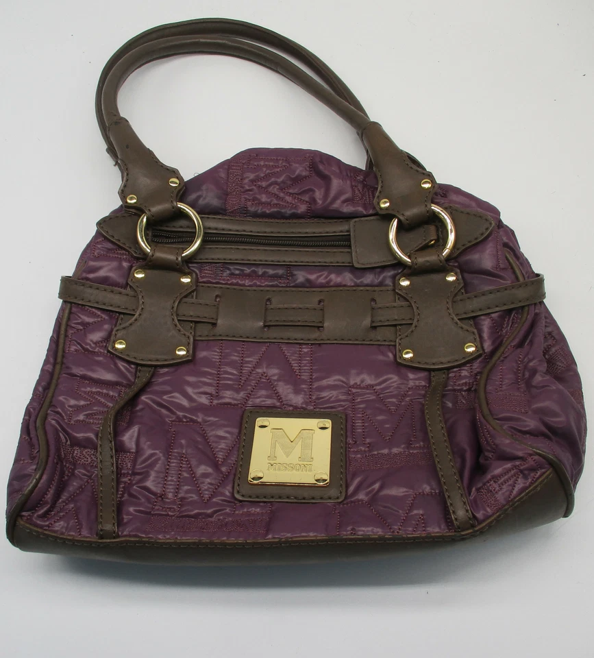 Missoni purple nylon and brown leather purse  - Image 1 of 4