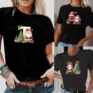 T Shirt Donna Baggy Fit Manica Corta Slogan T-shirt Magliette Regali Natale - Foto 1 di 30