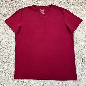 AMERICAN EAGLE Maroon Basic Knit Short-Sleeve V-Neck T-Shirt Mens L Classic Logo - Picture 1 of 14