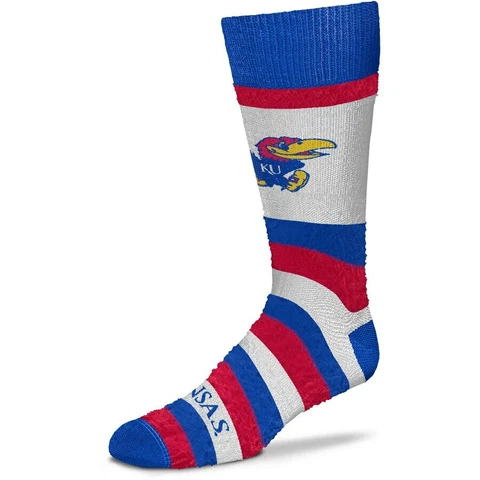 Kansas Jayhawks College Rainbow Pro Stripe Crew Fuzzy Socks Cover