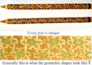 Set of Two Khatam Pens Persian Marquetry Writing Instrument w/ Replaceable Core - Picture 1 of 16