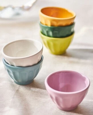 Anthropologie Mini Latte Nut Bowls Set 6 Different Colors Assorted Sauce Dessert - Image 1 of 4