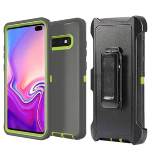 Samsung Galaxy S10 Heavy Duty Defender Armor Hybrid Case Hülle mit Clip Grau Gr - Bild 1 von 11